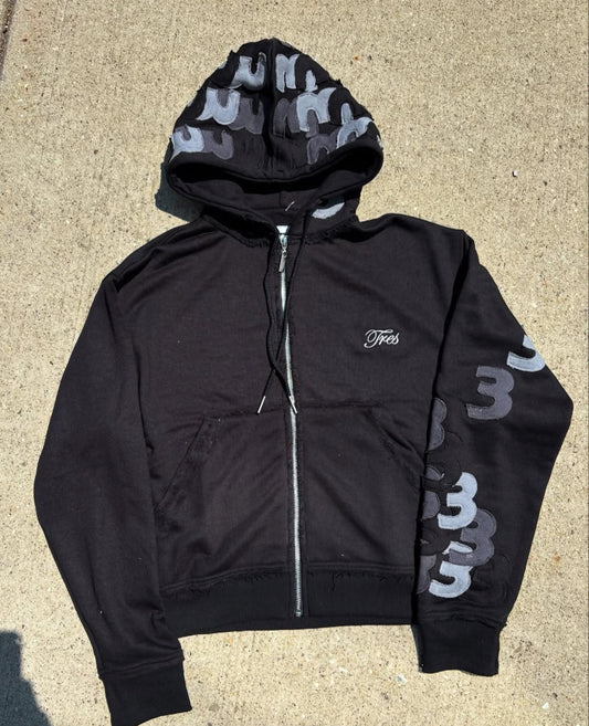 3 crazy zip up (black)